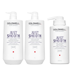 Goldwell - Just Smooth - Shampoo 1000ml & Conditioner 1000ml & Treatment 500ml