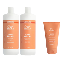 Wella - Nutri Enrich - Shampoo 1000ml & Conditioner 1000ml & Frizz Control Cream