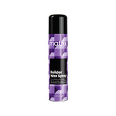 A can of Matrix Builder Wax Spray with a purple and black color scheme.