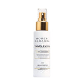 White bottle branded Rose & Caramel tan extender on a white background.