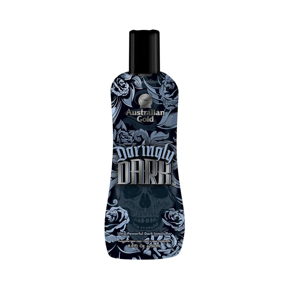 A 250ml bottle of Daringly Dark on a white background.