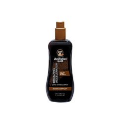 A 237ml bottle of Bronzing Accelerator spray bottle on a white background.