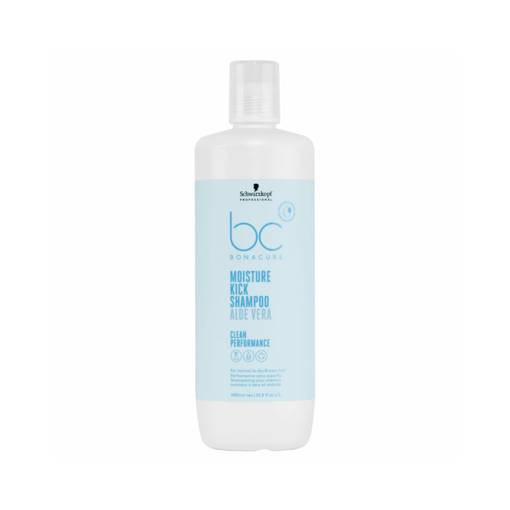 A 1000ml whit bottle of conditioner with blue text on a white background.