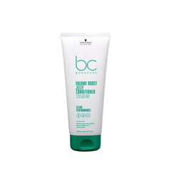 A tube of BC Volume Boost Jelly Conditioner by Bonacure, which is a hair care product designed for fine and weak hair, enhancing its body and reducing static for better manageability and combability.