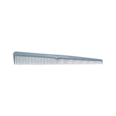 A light grey tapered barber comb positioned horizontally against a plain white background.