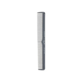 A professional grey carbon or plastic cutting comb with alternating fine and medium teeth, displayed vertically against a solid white background.