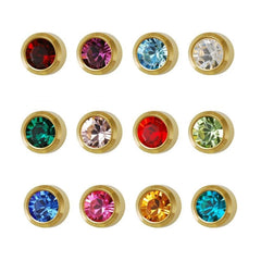 12 Pack Studex Birthstones Mini 2mm Gold Plated Bezel Setting Ear Piercing Studs
