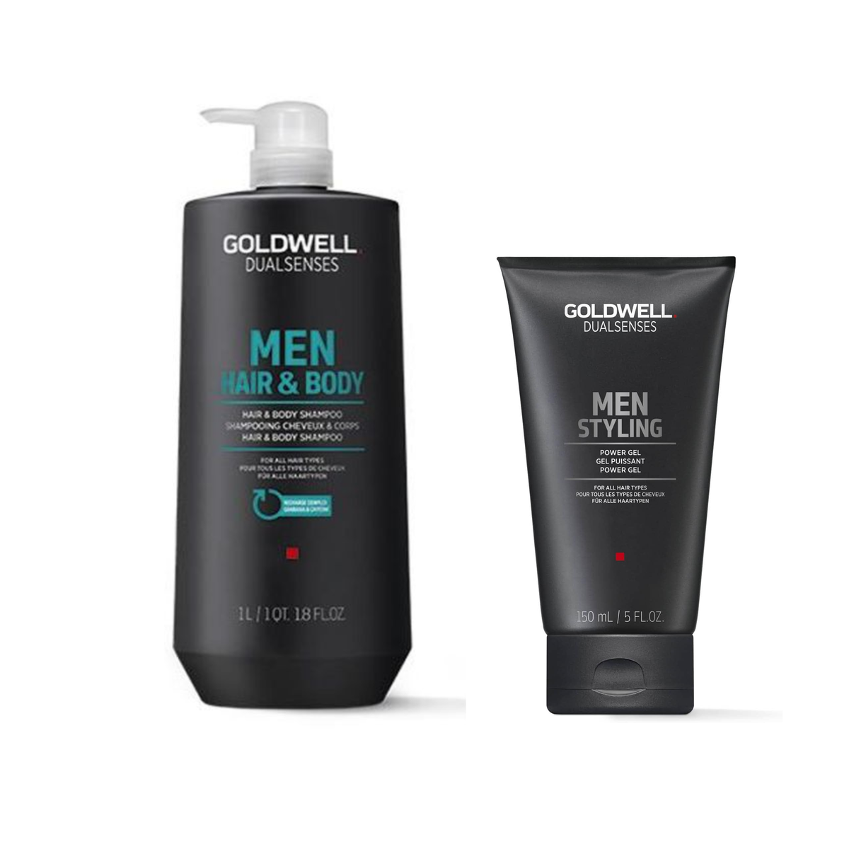 Goldwell - Mens - Hair & Body Shampoo 1000ml & Power Gel