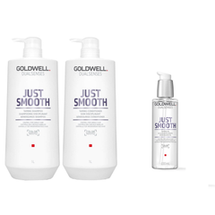 Goldwell - Just Smooth  - Shampoo 1000ml & Conditioner 1000ml & Taming Oil