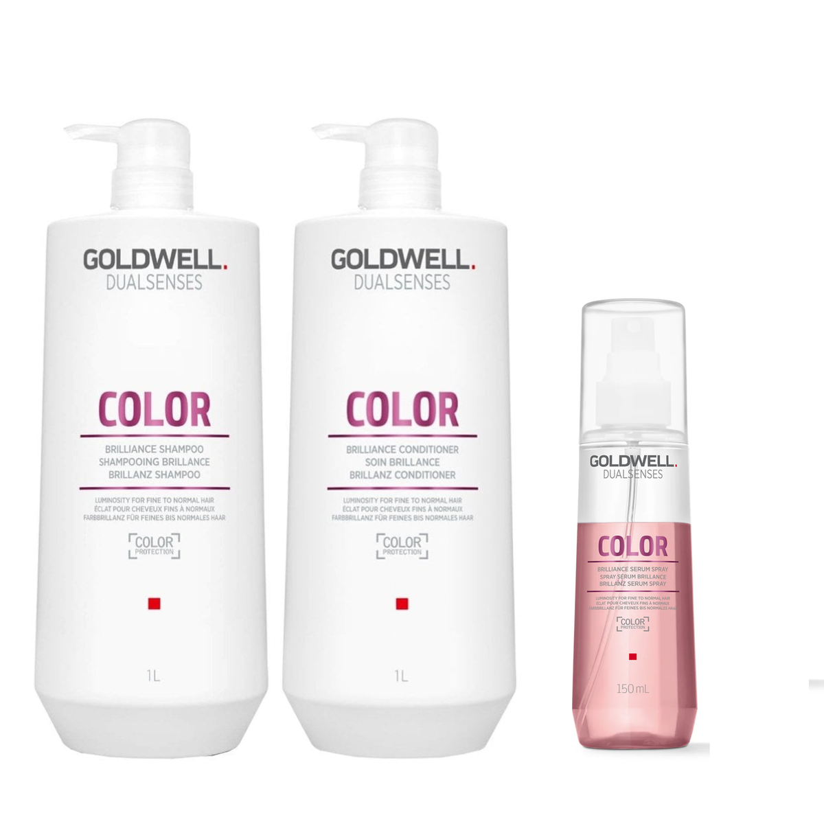 Goldwell - Color Brilliance - Shampoo 1000ml & Conditioner 1000ml & Serum Spray