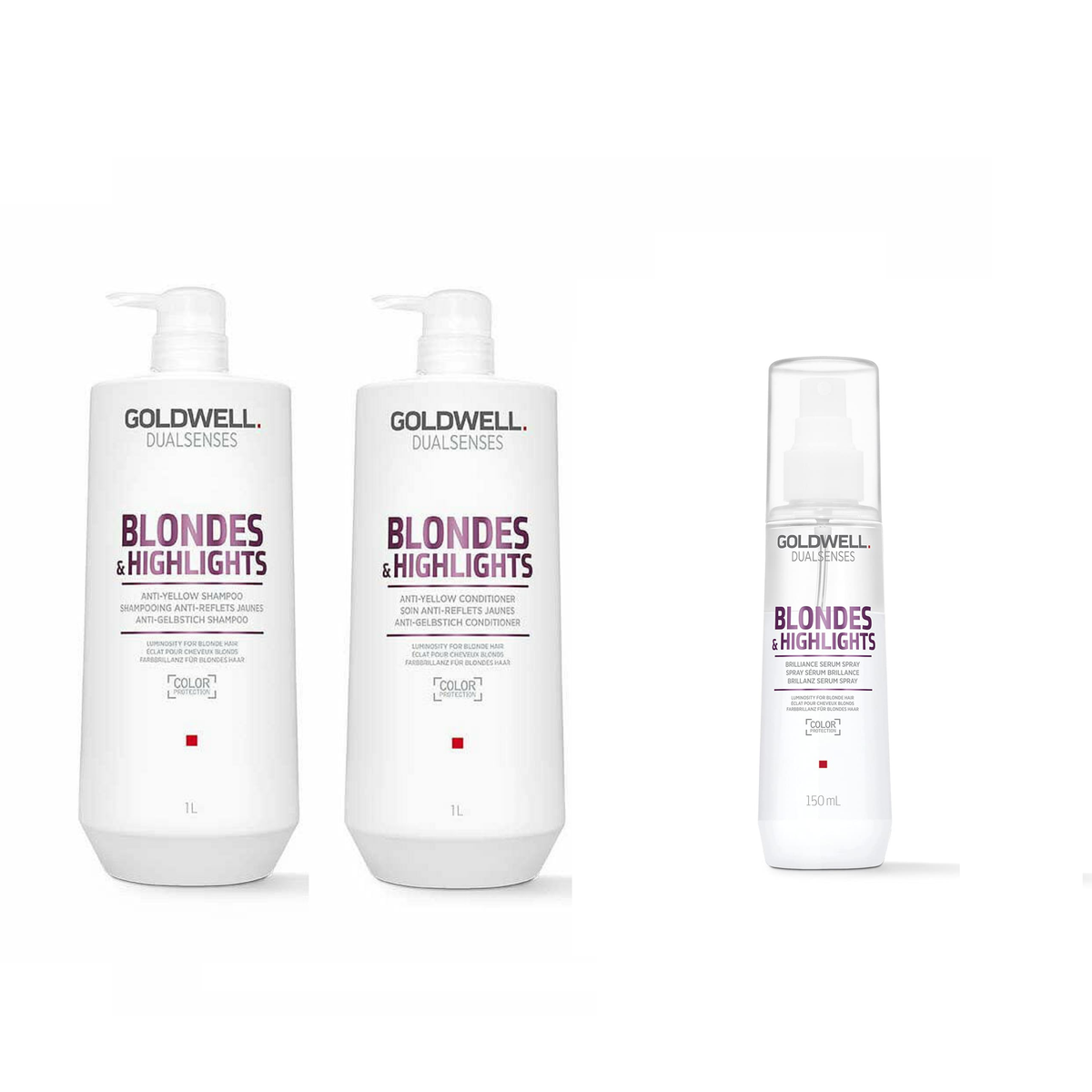 Goldwell - Blonde & Highlights - Shampoo 1000ml & Conditioner 1000ml & Serum Spray