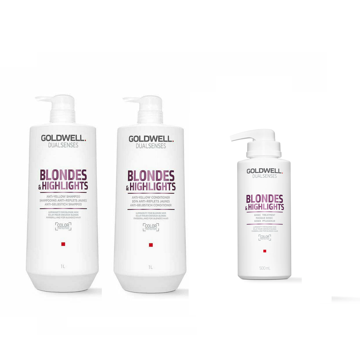 Goldwell - Blonde & Highlights - Shampoo 1000ml & Conditioner 1000ml & Treatment 500ml