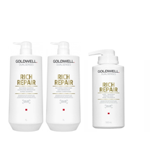 Goldwell - Rich Repair - Shampoo 1000ml & Conditioner 1000ml & Treatment 500ml