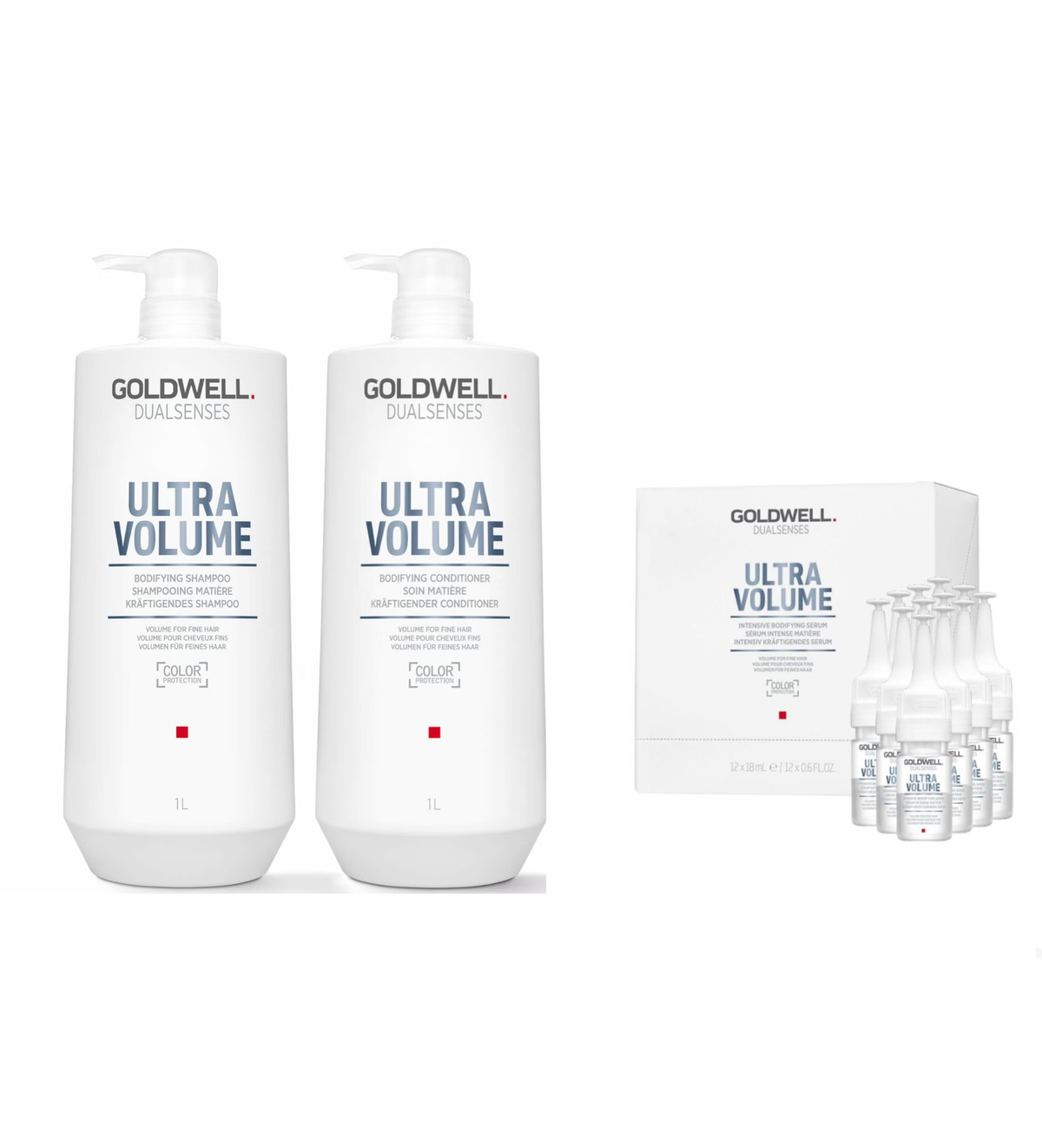 Goldwell - Ultra Volume - Shampoo 1000ml & Conditioner 1000ml & Leave In Serum