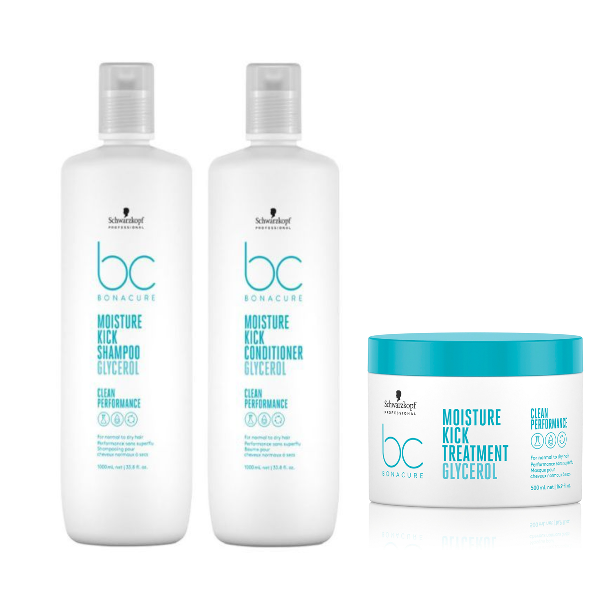 Schwarzkopf - Moisture Kick - Shampoo 1000ml & Conditioner 1000ml & Treatment 500ml