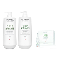 Goldwell - Curls & Waves - Shampoo 1000ml & Conditioner 1000ml & Hydrating Serum