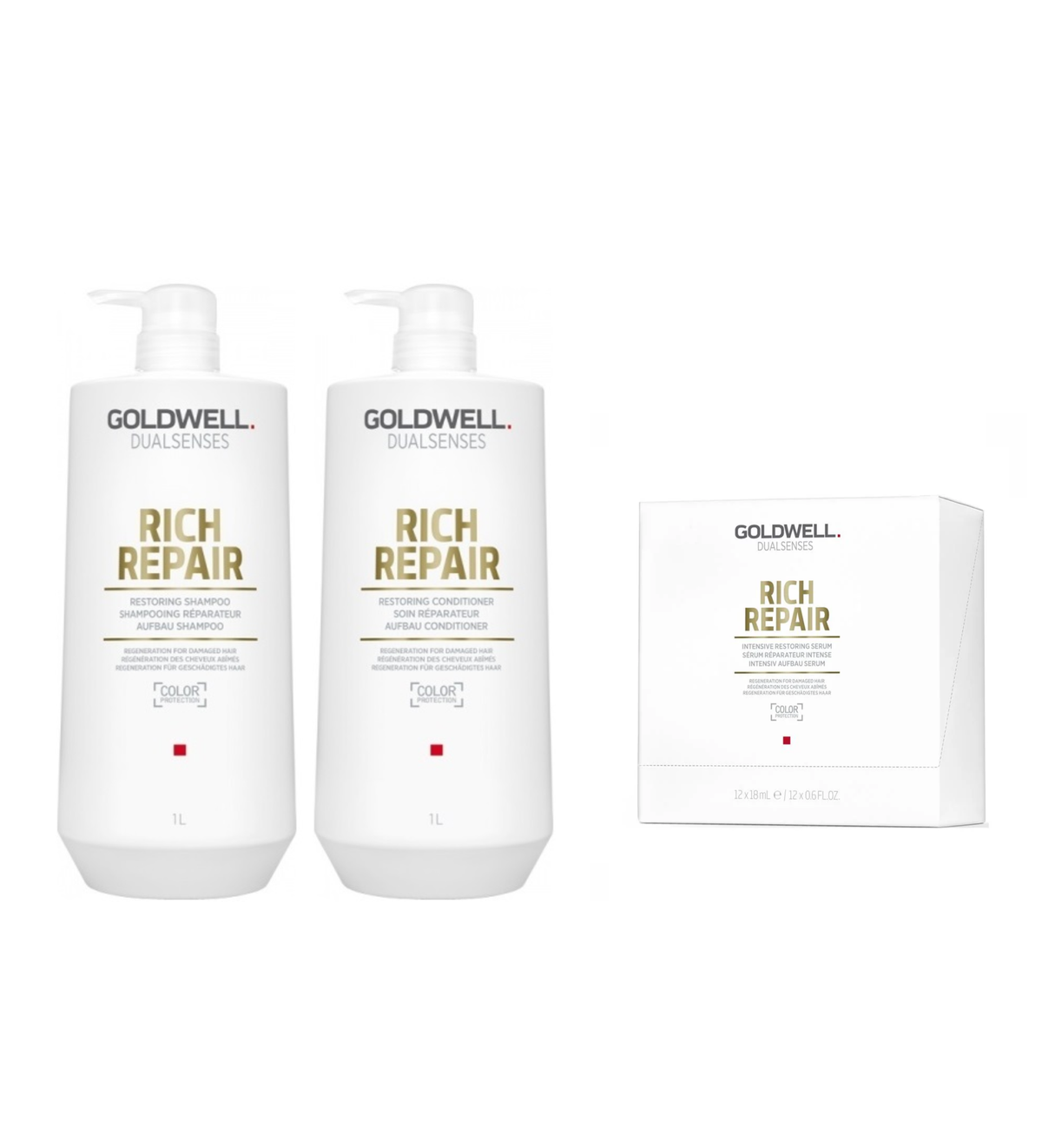 Goldwell - Rich Repair - Shampoo 1000ml & Conditioner 1000ml & Intensive Serum