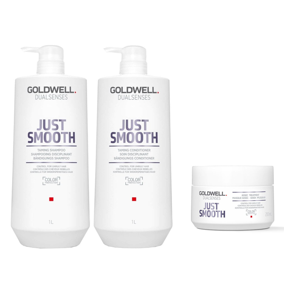 Goldwell - Just Smooth  - Shampoo 1000ml & Conditioner 1000ml & Treatment 200ml