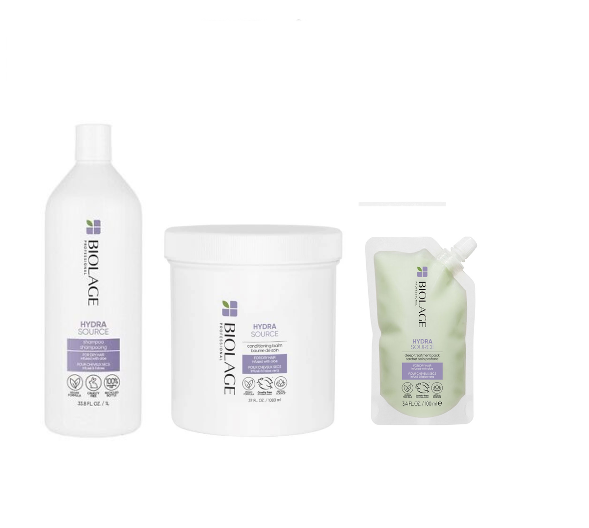 Biolage - Hydrasource - Shampoo 1000ml & Conditioner 1000ml  & Deep Treatment Pack