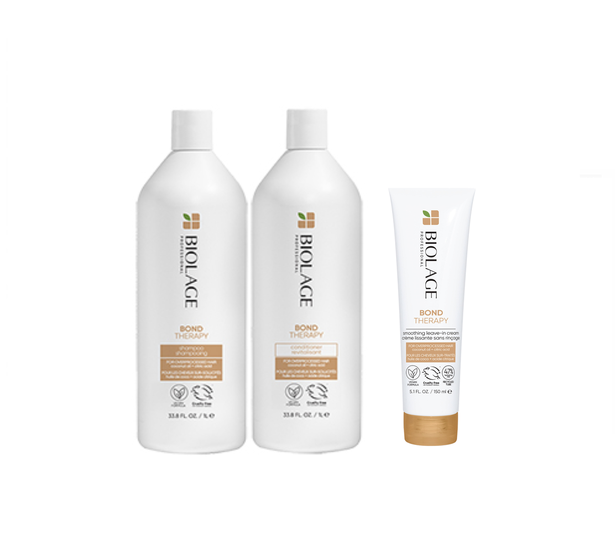 Biolage -  Bond Therapy - Shampoo 1000ml & Conditioner 1000ml & Leave In