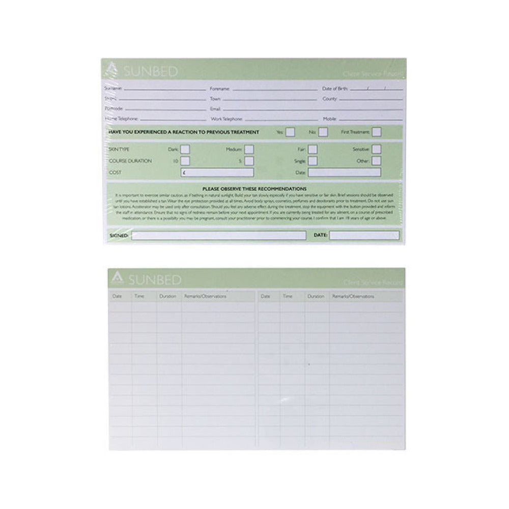 Agenda Sunbed Record Cards