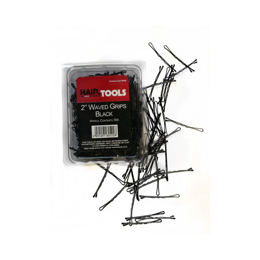 Hair Tools Waved Kirby Grips 2" Black 500pk