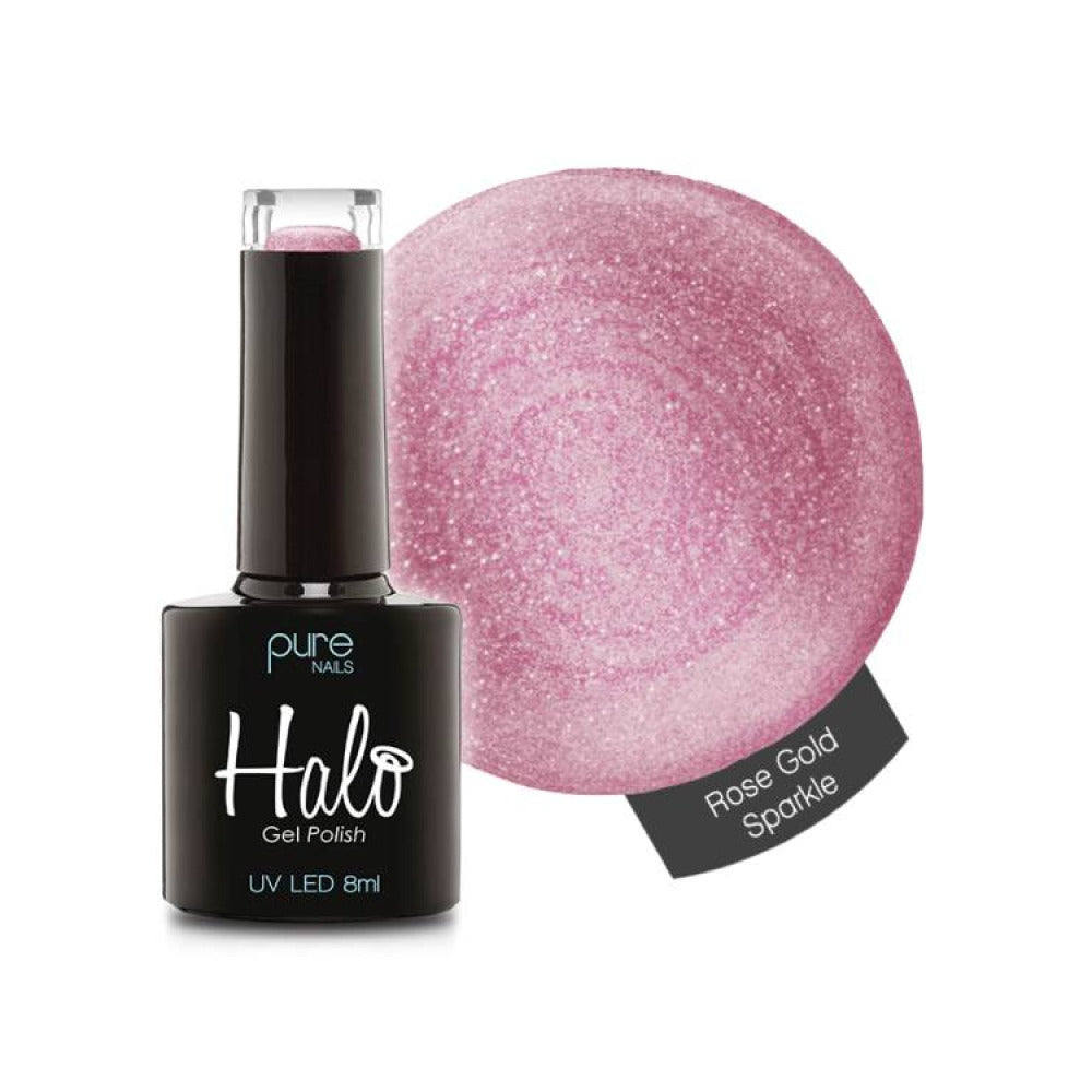 Halo Gel Polish - Rose Gold Sparkle - 8ml