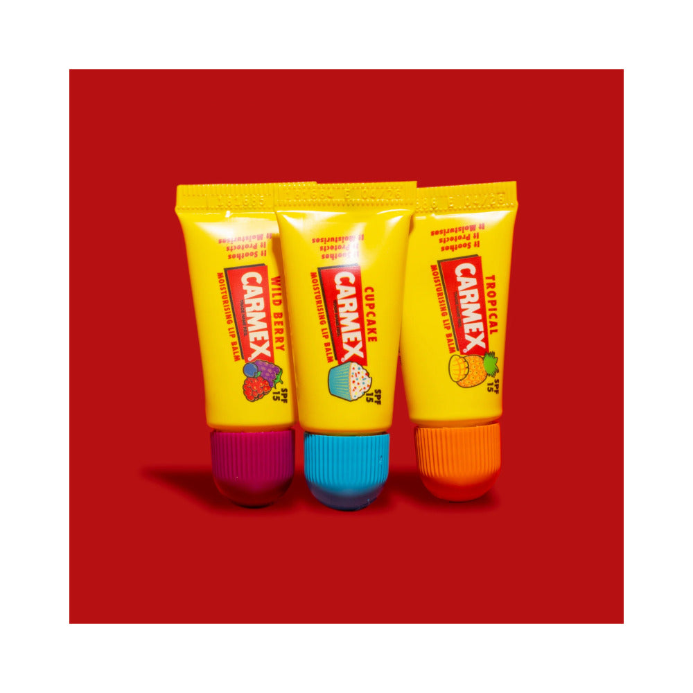 CARMEX -  Lip Balm Tube 3pk (5g) -  Tingle Free: Wild Berry, Cupcake & Tropical