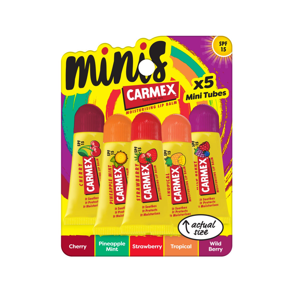 CARMEX -  Lip Balm Tube 5pk (5g) - Cherry, Pineapple Mint, Strawberry, Tropical, Wild Berry