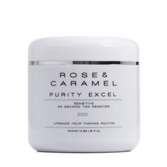 White tub branded Rose & Caramel Self Tan Remover with a white background.