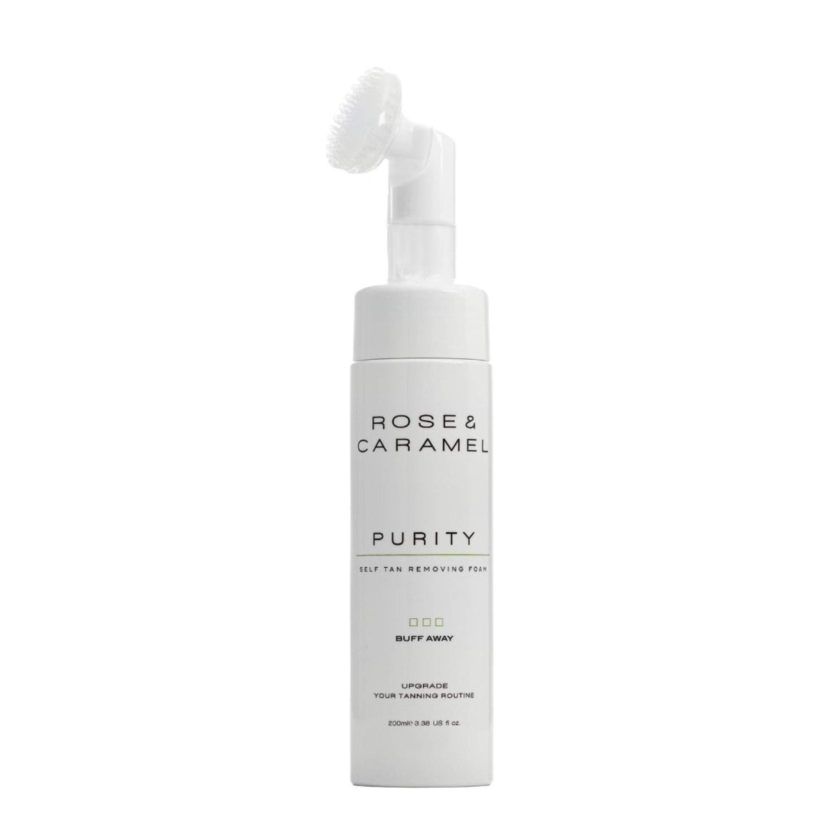White bottle branded Rose & Caramel tan remover with a white background.