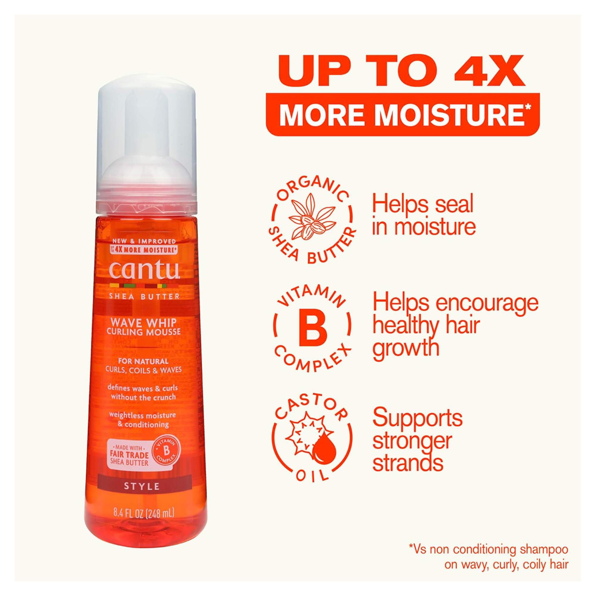 Cantu Shea Butter Wave Whip Curling Mousse – 248ml