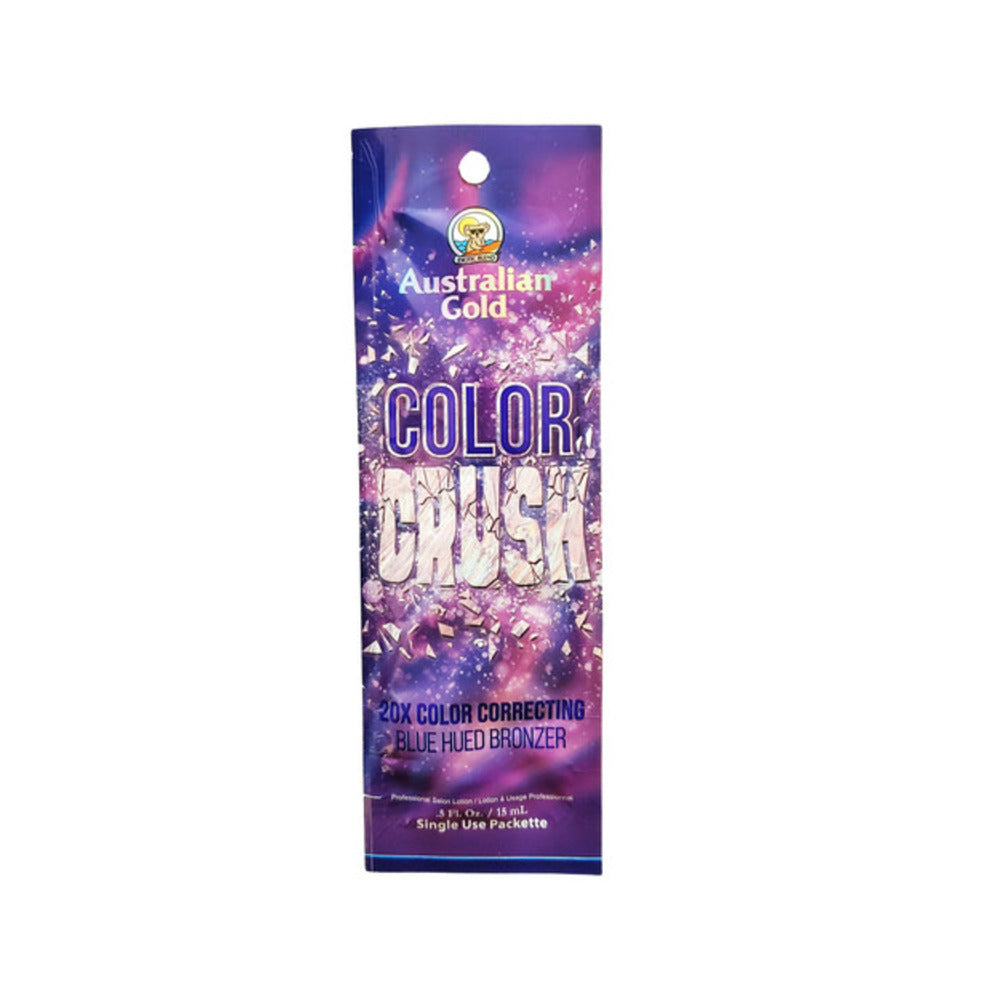 A 15ML Australian Gold Color Crush sachet on a white background. 