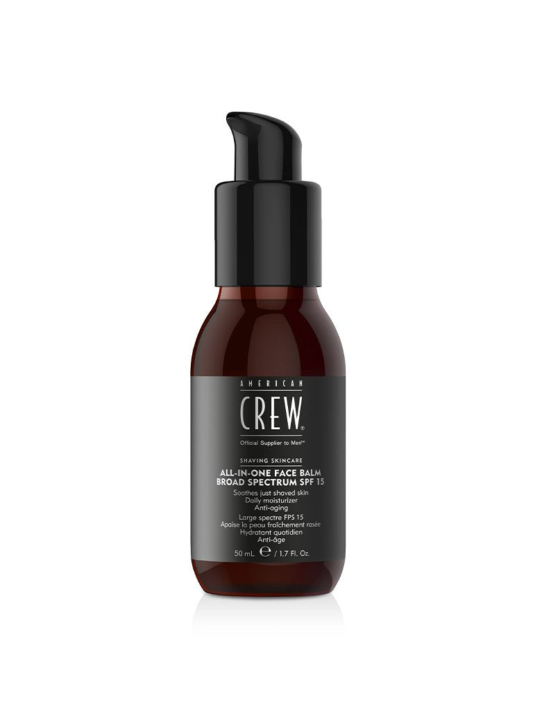 A bottle of American Crew Face Balm with SPF15, 50ml.