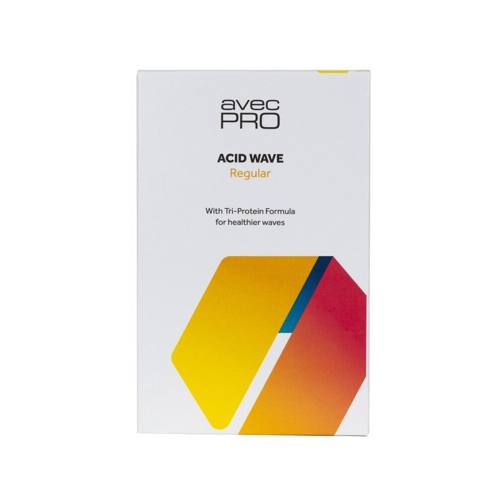 A box of Avec Pro Regular Perm Acid Wave, which is a hair permanent product.