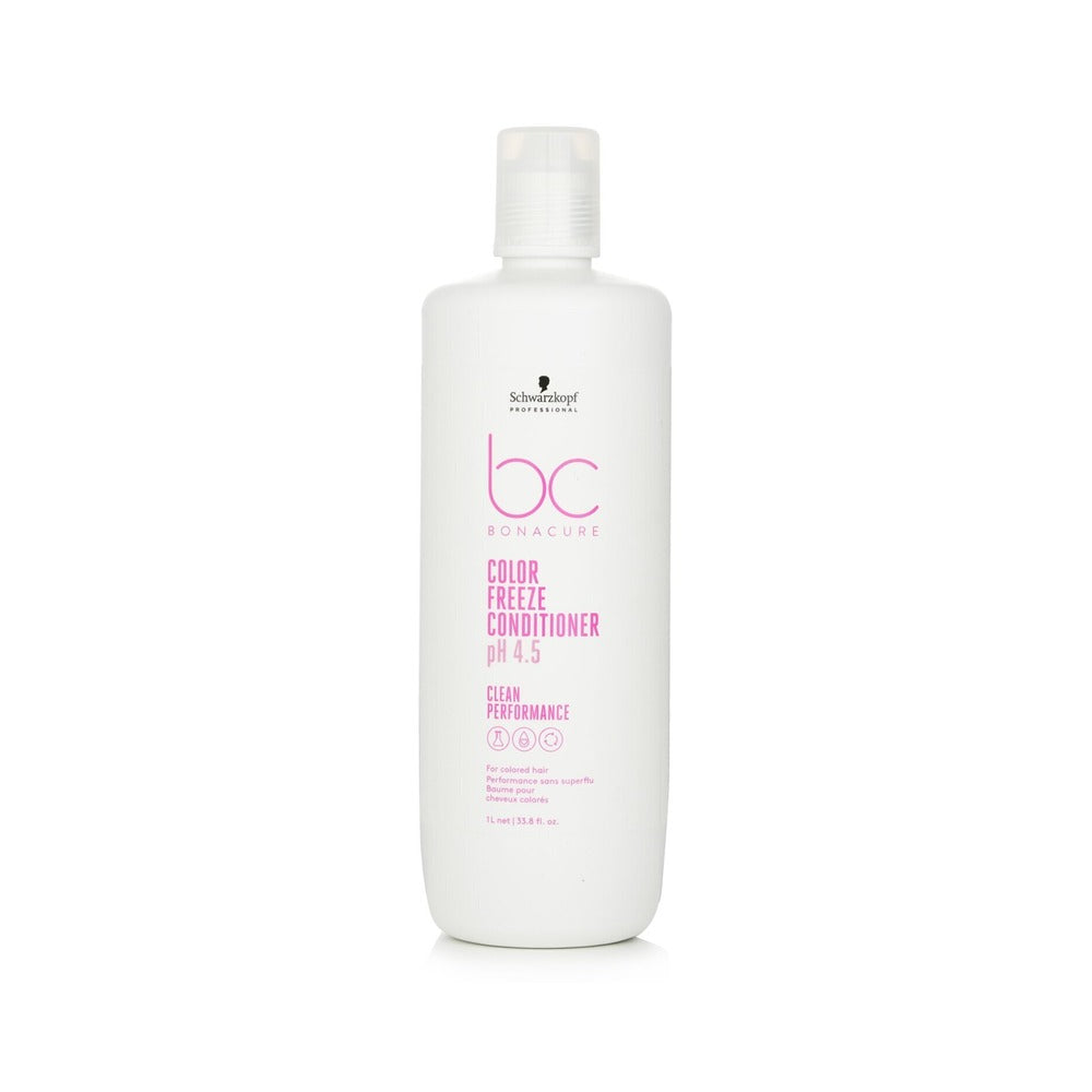 A bottle of BC Color Freeze Conditioner, 1000ml, with white and pink label, designed for color-treated hair.