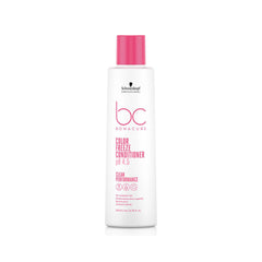 A bottle of BC Color Freeze Conditioner 200ml with a pink cap and label, designed for porous, colour-treated hair.