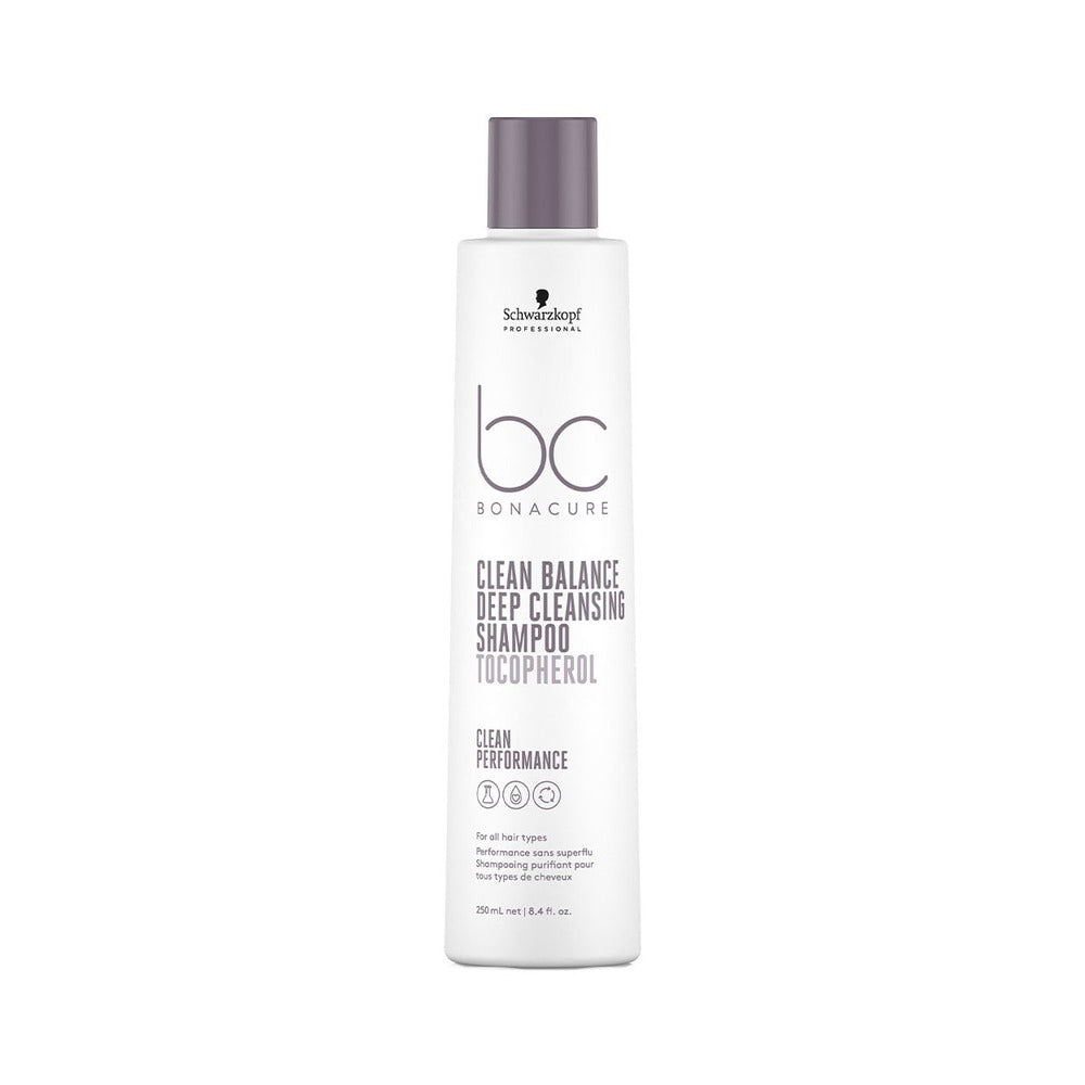 A 250ml white bottle of shampoo with brown text on a white background. 
