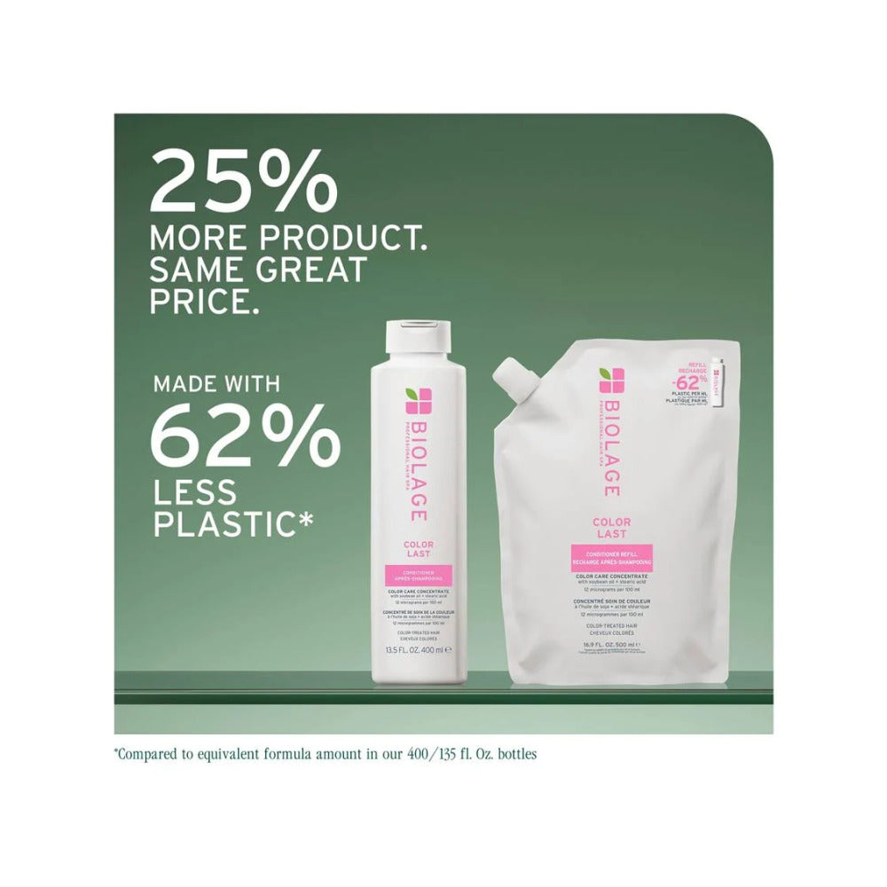 A promotional poster showing that the refills save plastic. 
