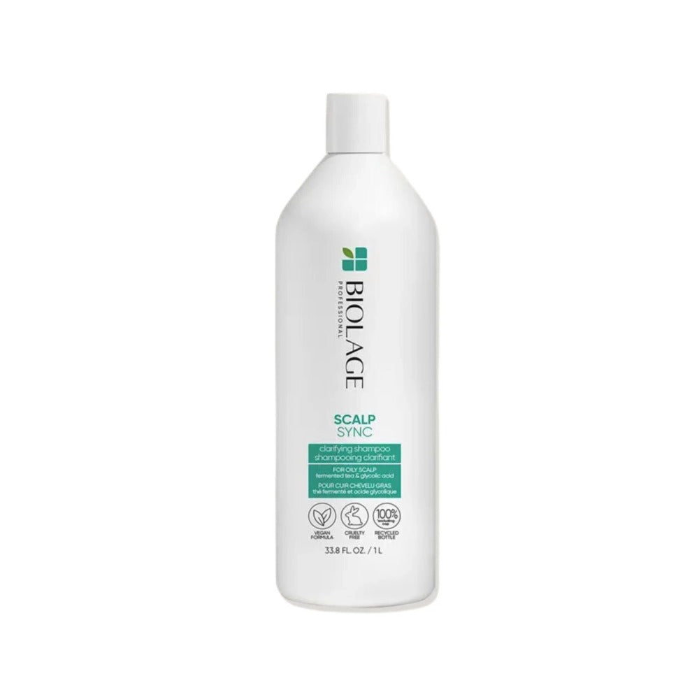 A bottle of Biolage Scalpsync Clarifying Shampoo.