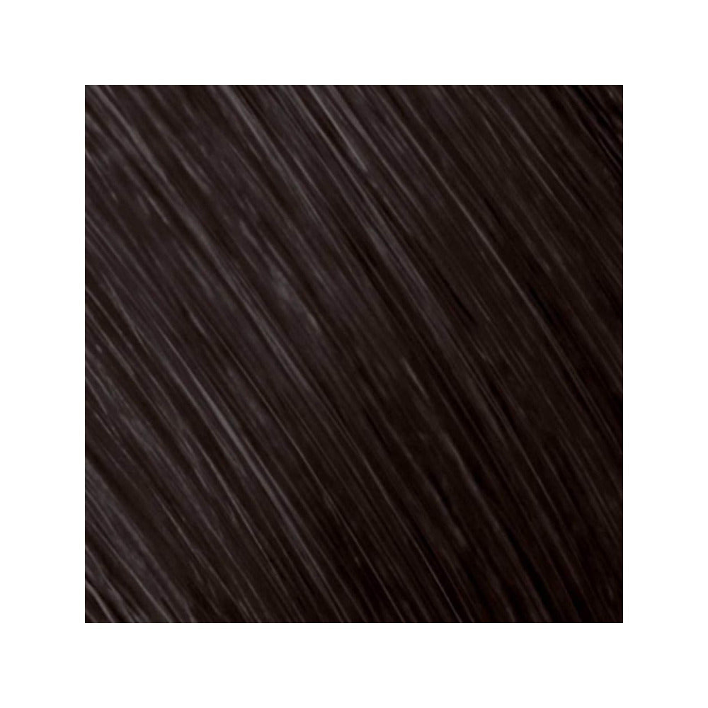 Goldwell Topchic can 4N hair colour swatch strand.
