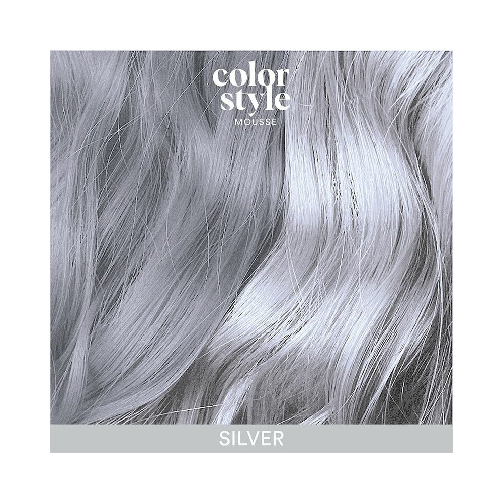 Silver hair colour swatch strand.
