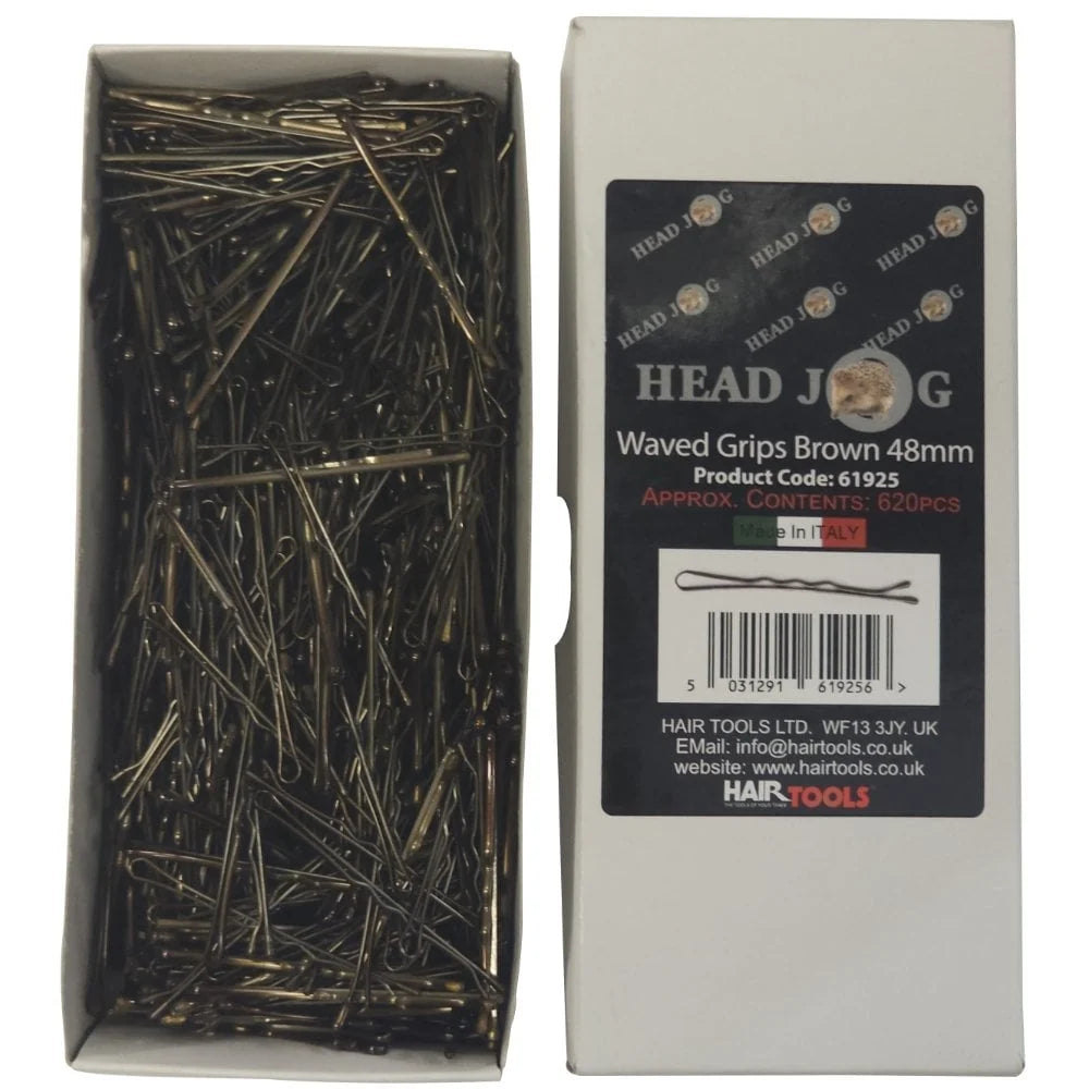 Hair Tools Waved Grips 48mm Brown - Strong Professional Hair Pins 620 Pack