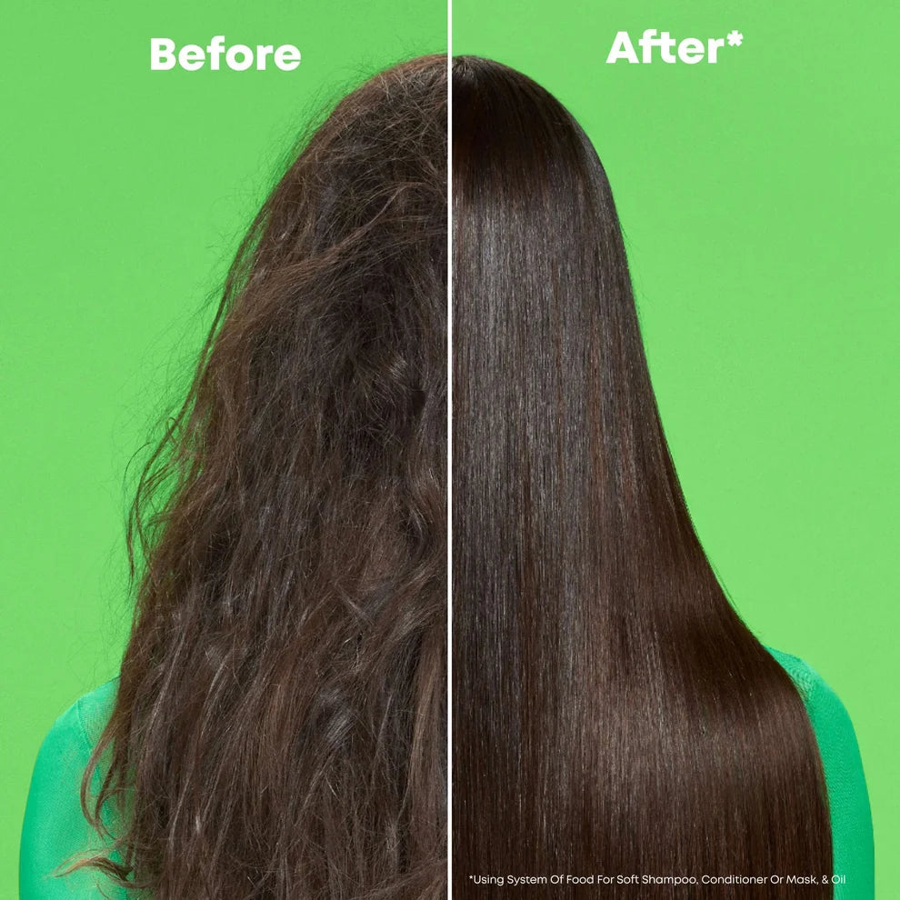 Before and after photo of food for soft conditoner