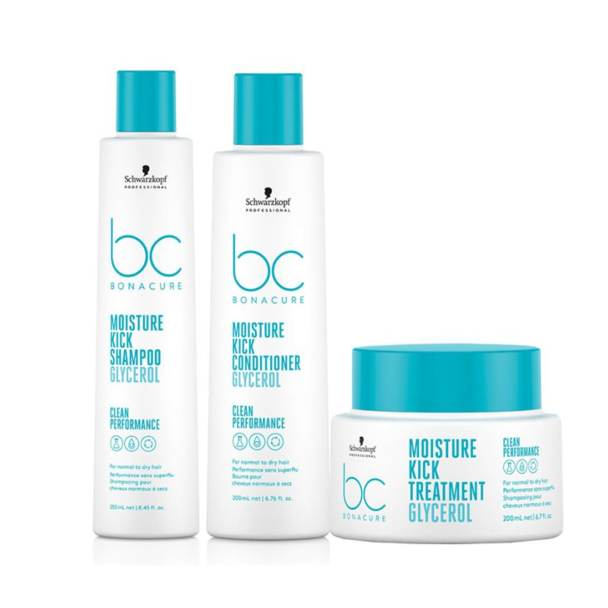 Schwarzkopf - Moisture Kick - Shampoo 250ml & Conditioner 200ml & Treatment 200ml