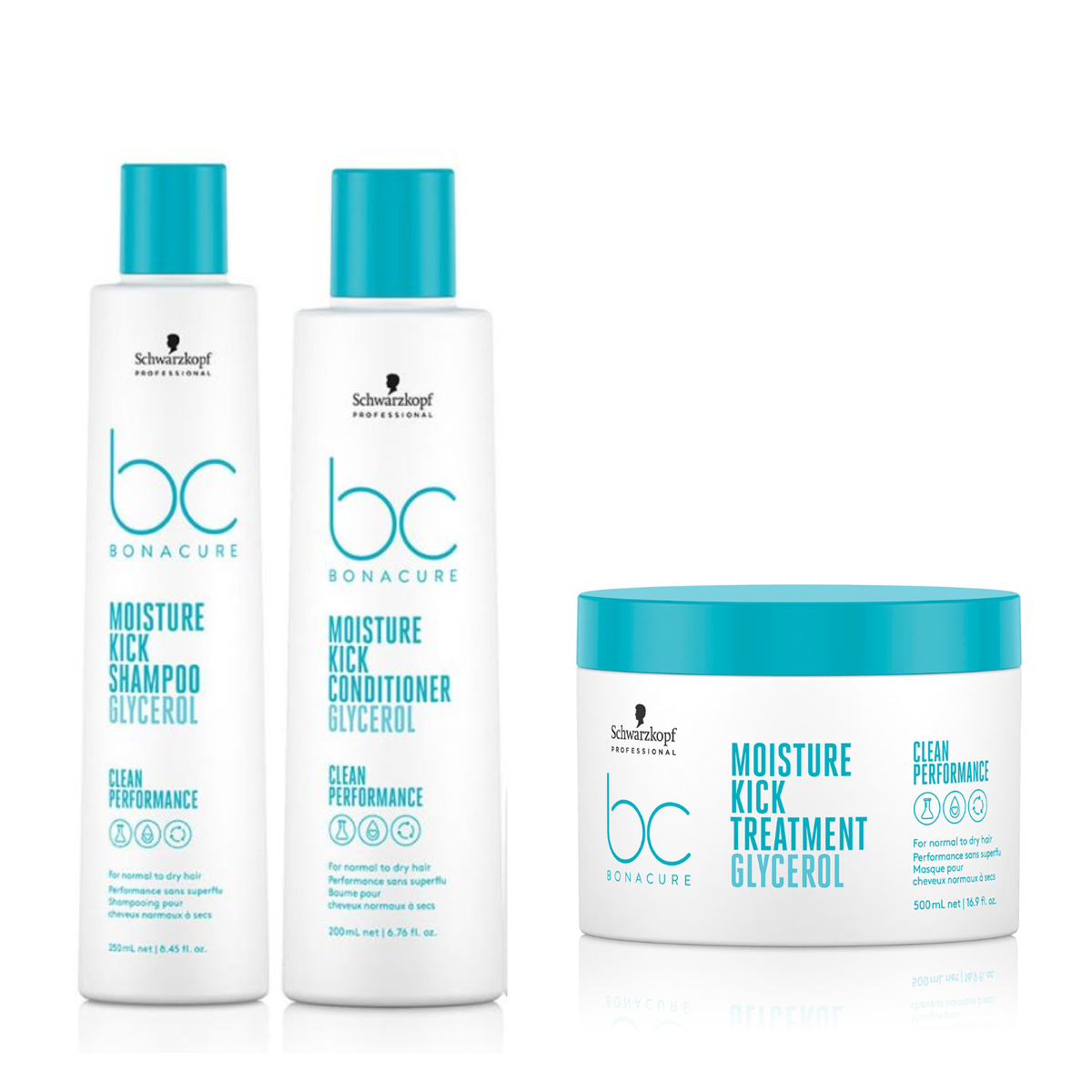 Schwarzkopf - Moisture Kick - Shampoo 250ml & Conditioner 200ml & Treatment 500ml