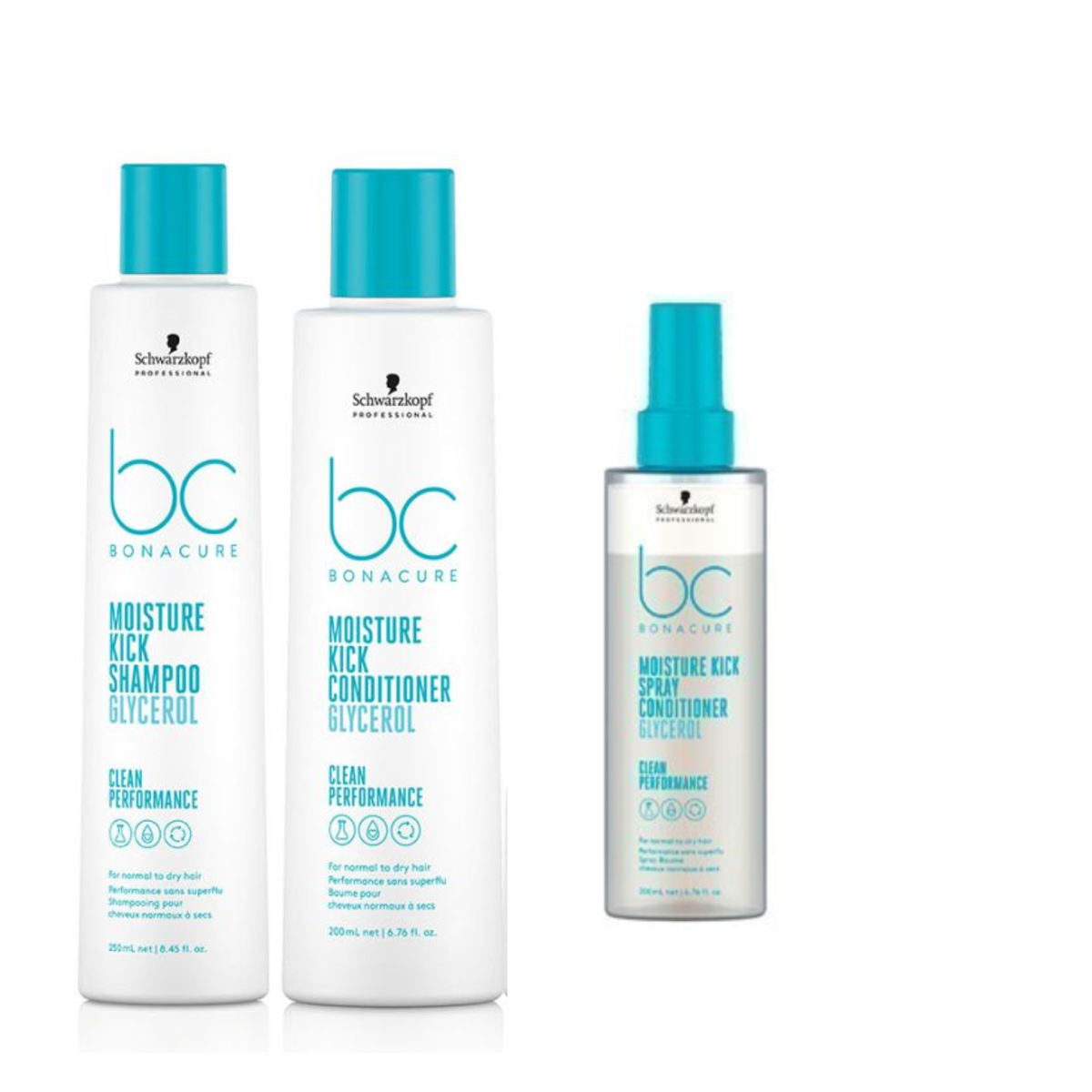 Schwarzkopf - Moisture Kick - Shampoo 250ml & Conditioner 200ml & Spray Conditioner 200ml