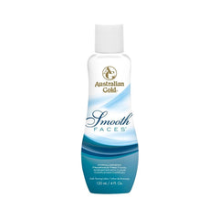 Australian Gold Smooth Faces Bottle, designed for facial skin, promoting a uniform golden glow.